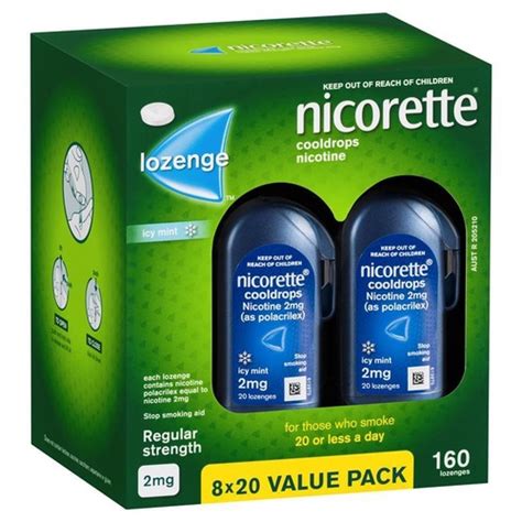 Nicorette Cooldrops Nicotine Lozenges 2mg 160 Icy Mint Value Pack