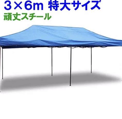 タープテント 注文 6×3m 【青】 簡単組立 ワンタッチ式 イベント等に最適