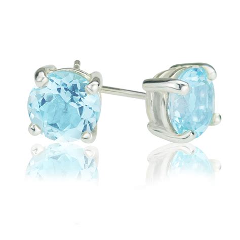 Big Brilliant Sky Blue Topaz Stud Earrings Dominic Walmsley