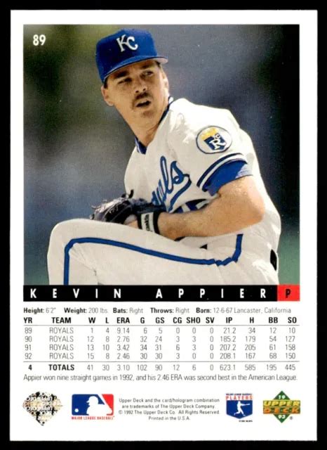 1993 Upper Deck 89 Kevin Appier Kansas City Royals Eur 156 Picclick Fr