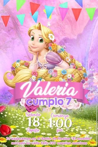 Invitación Cumpleaños Rapunzel Princesas Disney Digital Meses sin interés