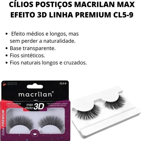 Cílios Postiços Macrilan Max Efeito 3d Linha Premium Cl5 9