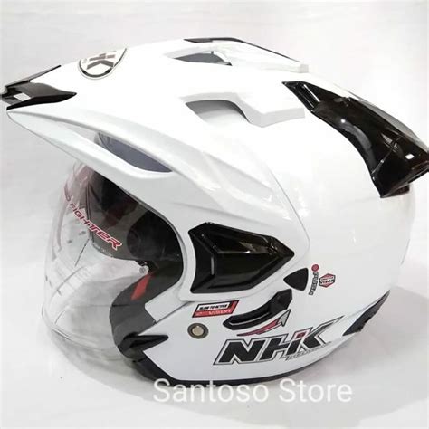 Jual Helm Half Face Nhk Predator Crypton Putih White Double Visor