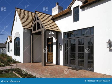 Front Exterior of New Modern Desert Home Stock Photo - Image of ...