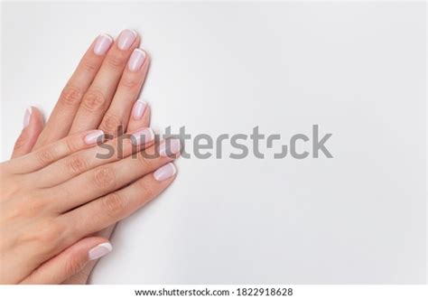 French Manicure Nude Nails Covered Gel Shutterstock