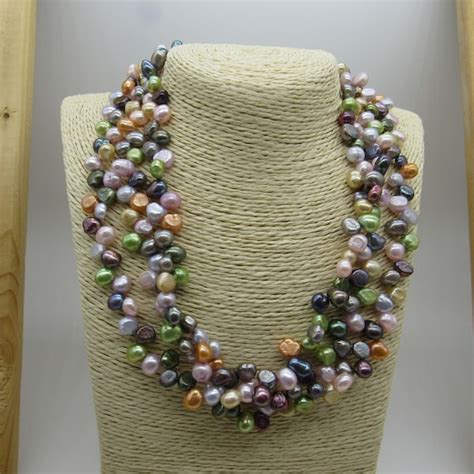 Green Pearl Necklace Etsy