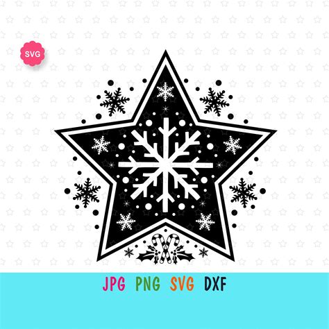 Christmas Star Svg For Cricut Star With Snowflakes Print For Etsy