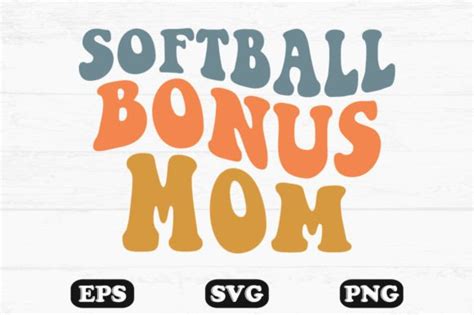 Softball Bonus Mom Retro Wavy T Shirt Graphic By Hosneara 4767 · Creative Fabrica