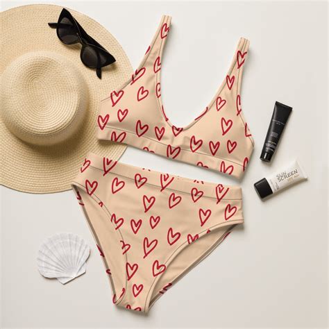 VALENTINE BIKINI HEART Bikini Bikini Set Recycled Romantic Summer Beach Wear Swimwear Gift