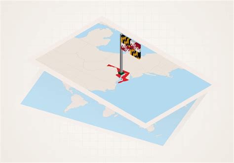 Premium Vector | Maryland state selected on map with isometric flag of ...