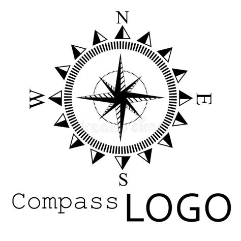 Black And White Compass Logo Vector Icon Rose Of Wind Stock Vector Illustration Of