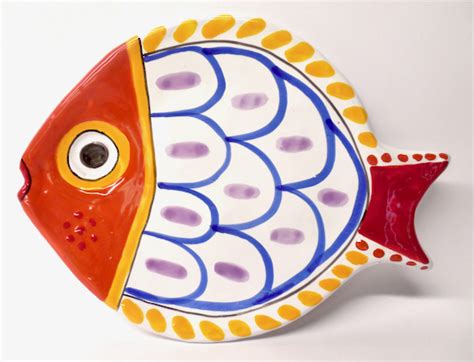 Ceramiche Di Sicilia X Dinner Serving Wall Fish Plate