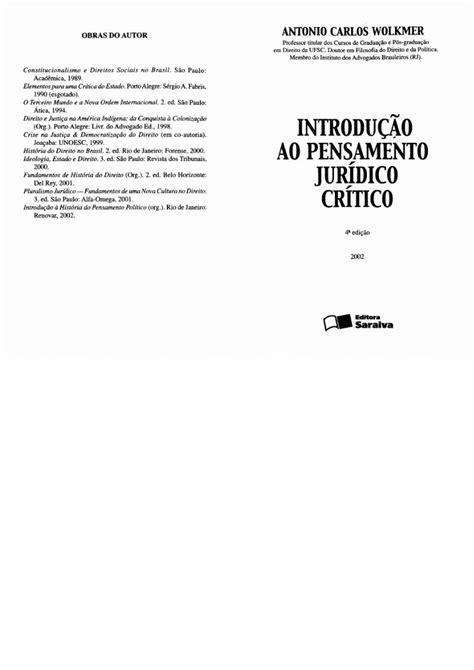 Pdf Introducao Ao Pensamento Juridico Critico Dokumen Tips