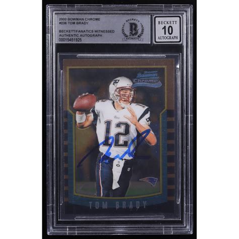 Tom Brady Signed 2000 Bowman Chrome 236 RC BGS Autograph Graded 10