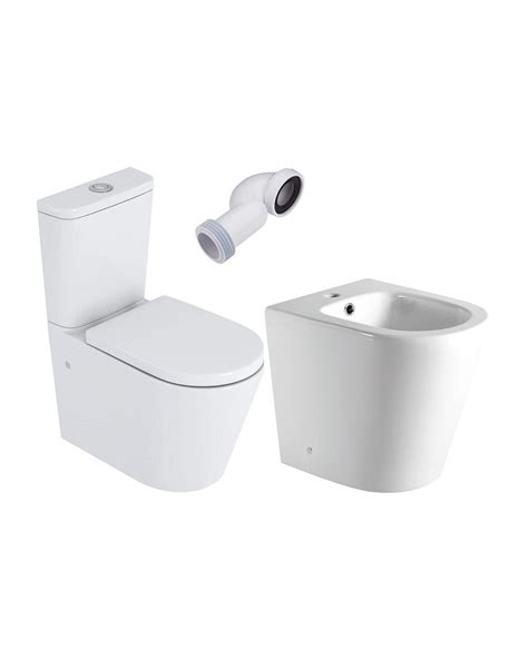 Combo Inodoro Completo Redondo De Fondo Reducido Con Cisterna Y Bidet A