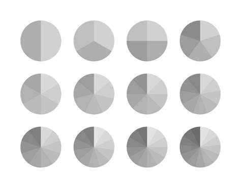 Premium Vector | Piechart with segments and slices in shades of gray colors circular structure ...