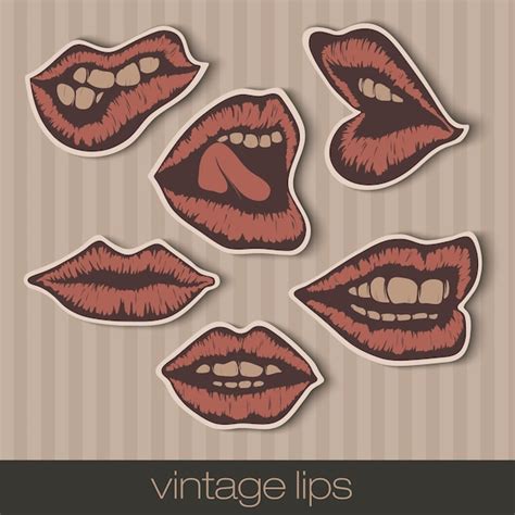 Premium Vector Set Of Paper Vintage Lips