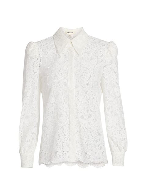 L Agence Jenica Lace Blouse Ivory Editorialist