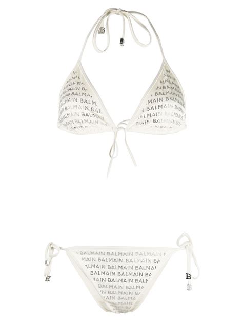 Balmain Logo Embellished Triangle Bikini Set Farfetch