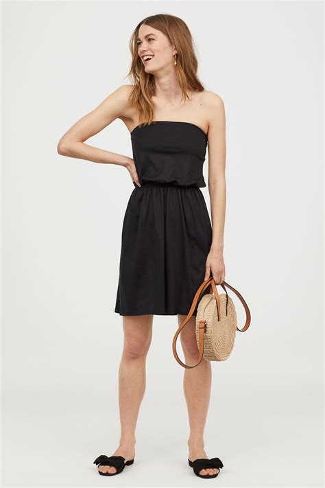Платье H&M 2997337 40 черное повседневное до середины бедра | Strapless ...