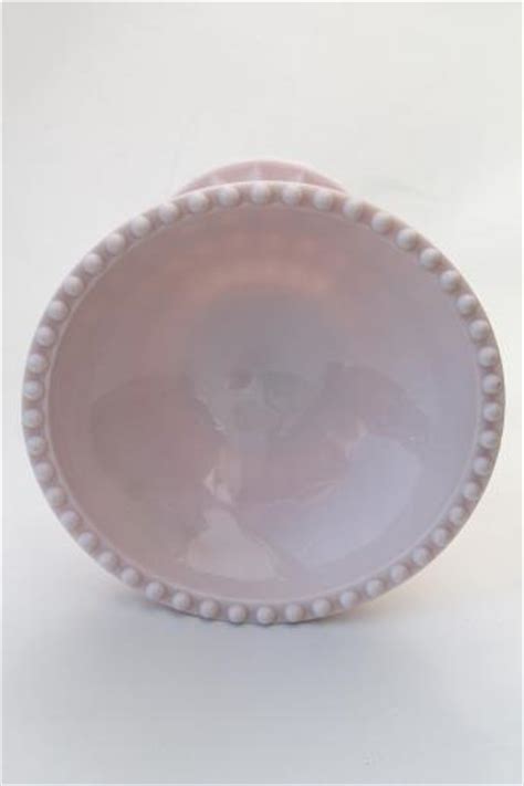 Vintage Shell Pink Milk Glass Compote Or Candy Dish Jeannette Glass