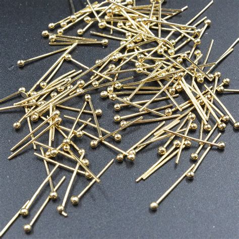 FLTMRH 100pcs 14x0 5mm Gold Color Plated Brass Ball Pins Connect Beads