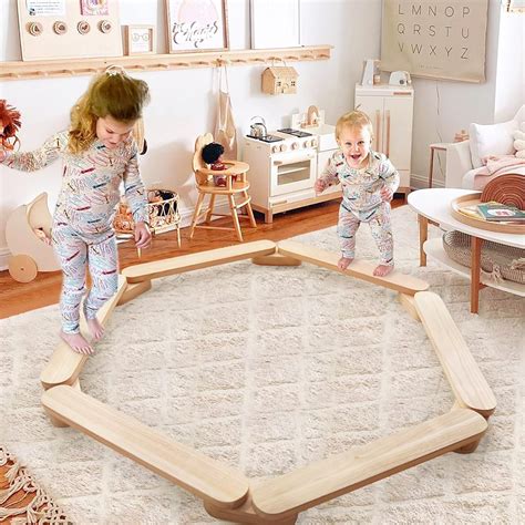 Montessori Wooden Balance Beam - Gymnastics Obstacle Course Toy for ...