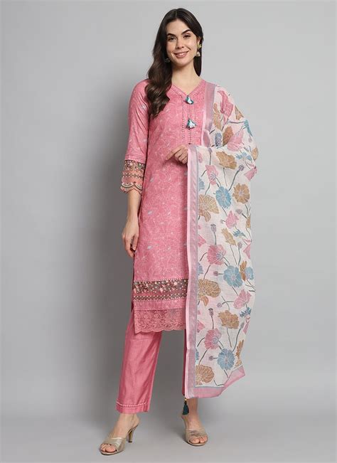 Buy Peach Linen Cotton Embroidered Straight Pant Suit After Six Wear