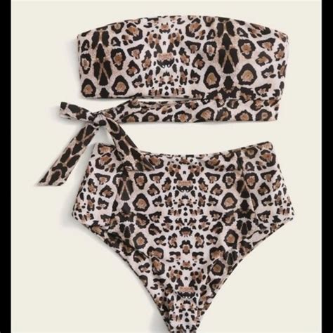 Fashion Nova Swim Bandeau Tie Bikini Swimsuit Leopard Cheetah Poshmark