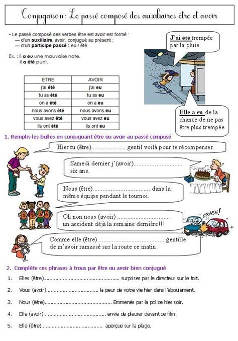 Leçons et exercices liens pour travailler le passé composé en classe de