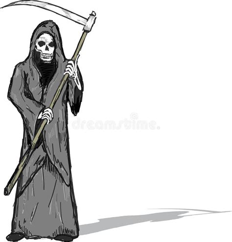 Hand Drawing Illustration Of Halloween Grim Reaper Stock Vector