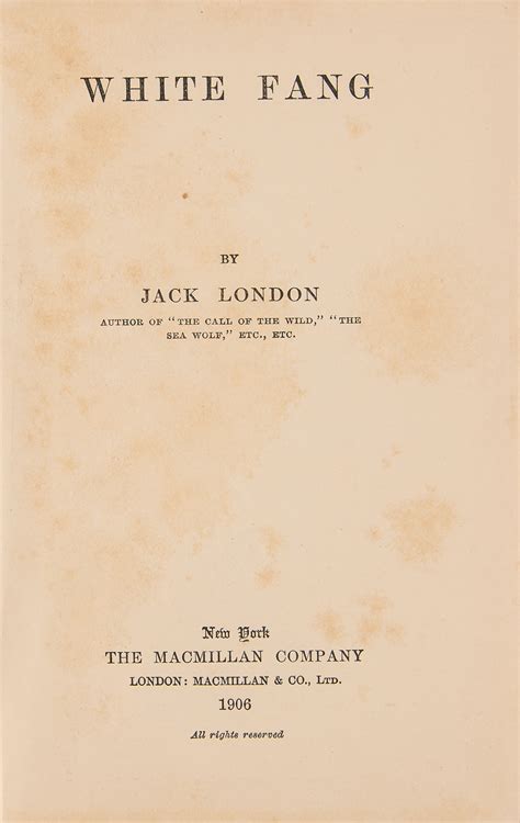 Jack London: White Fang (First Edition) | RR Auction