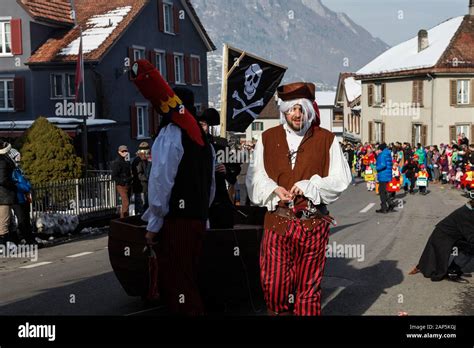 Europe Switzerland, carnival in Switzerland, street parade at Wangs ...