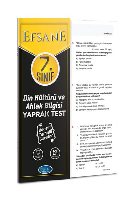 Efsane Yayınları 7 sınıf Din Kültürü Ve Ahlak Bilgisi Yaprak Test