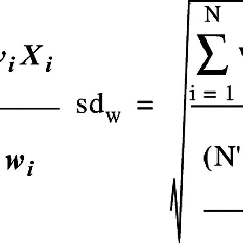 Equations Used To Calculate The Weighted Mean A And Weighted Standard