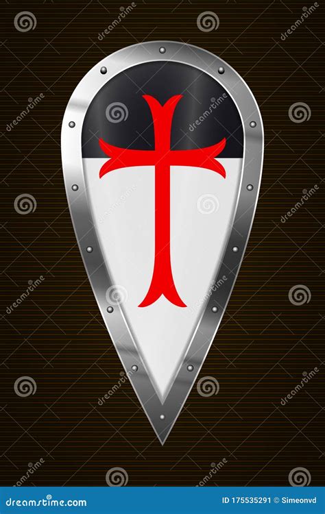 Medieval Shield Templar Shield Shield Of Knight With Cross Design Elements Vector