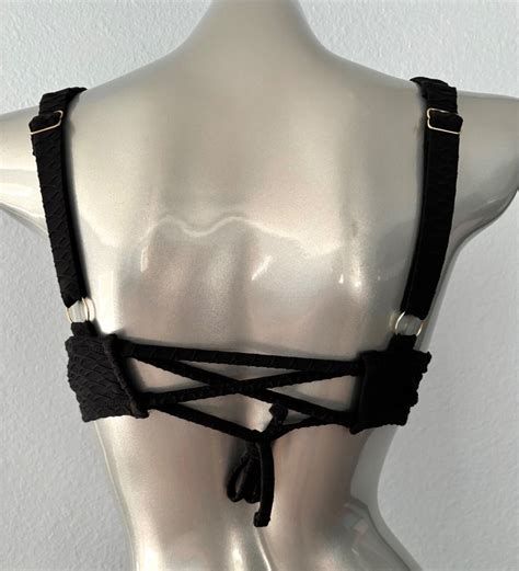 Victorias Secret Swim Nwt Black Textured Full Coverage Bikini Top C EBay