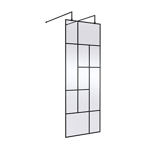 Hudson Reed Dual Arm Abstract Matt Black Frame Wetroom Shower Screen