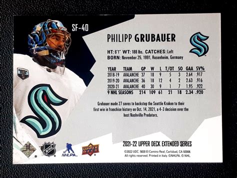 PHILIPP GRUBAUER 2021 22 UPPER DECK SPX FINITE RADIANCE NO SF 40 514