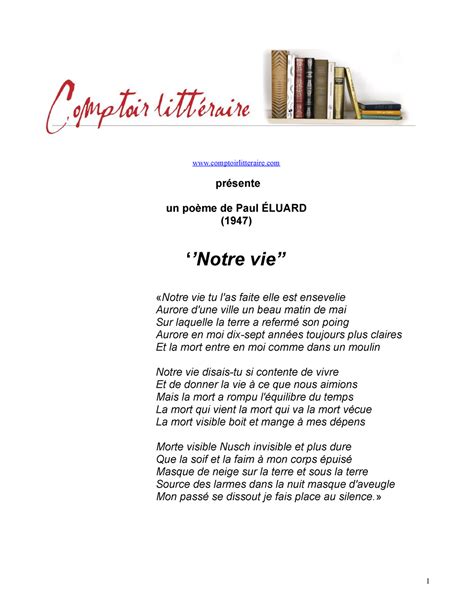 682 eluard notre vie comptoirlitteraire présente un poème de Paul