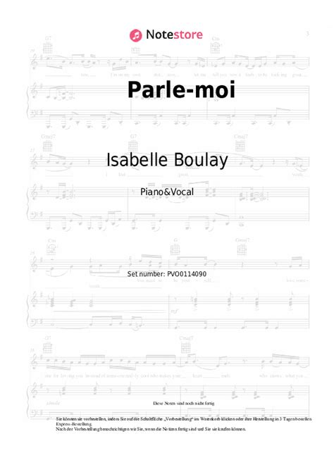 Parle Moi Isabelle Boulay Noten Gesang Pdf Klavier Note Store De