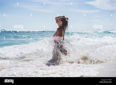 Woman In Bikini Standing Sea Bikini Hi Res Stock Photography And Images Alamy