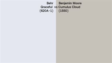 Behr Graceful 620a 1 Vs Benjamin Moore Cumulus Cloud 1550 Side By