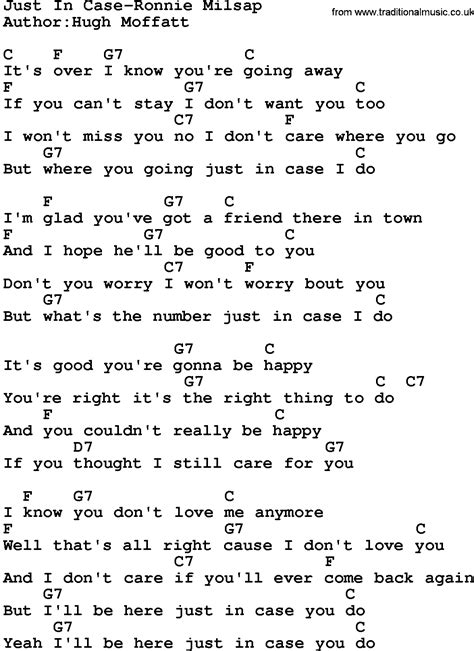 Country Music Just In Case Ronnie Milsap Lyrics And Chords