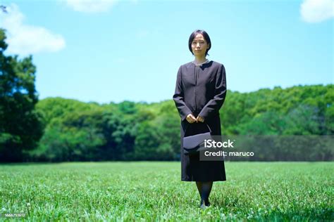 A Woman In Mourning Clothes Standing Stock Photo - Download Image Now - Adult, Adults Only ...