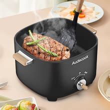 Audecook Electric Hot Pot L Cermic Glaze Non Stick Frying Pan Portable Travel Multicooker