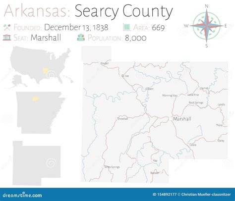 Map Of Searcy County In Arkansas Stock Vector Illustration Of