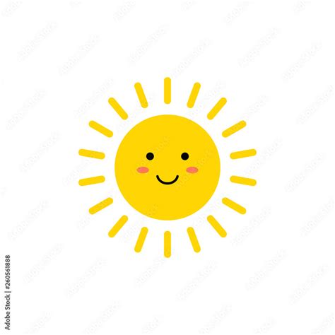 Sun - vector icon. Cute yellow sun with smiling face. Emoji. Summer ...