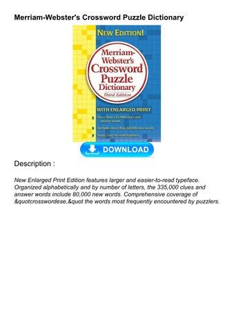 ⚡PDF DOWNLOAD Merriam-Webster's Crossword Puzzle Dictionary by ameerrur ...