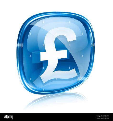 Pound Icon Blue Glass Isolated On White Background Stock Photo Alamy